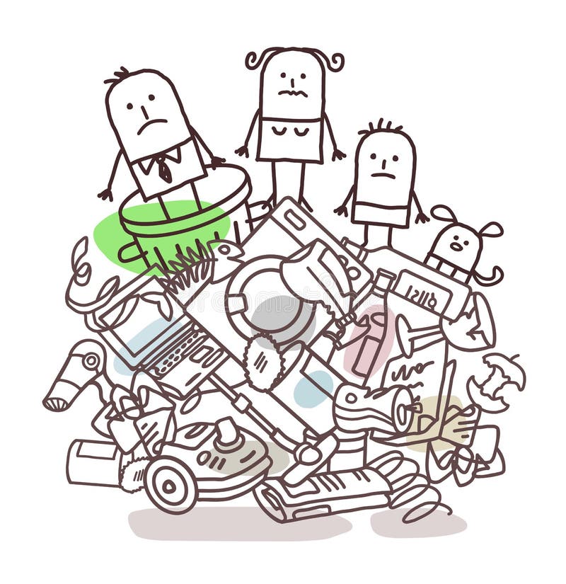 Famille sur une pile des déchets illustration stock Famille sur une pile des déchets illustration stock