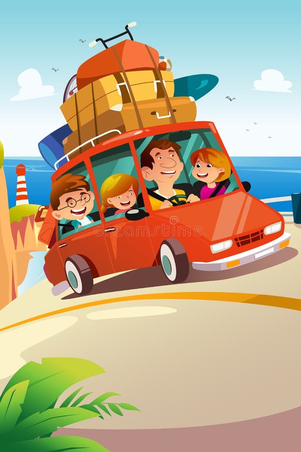 Famille voyageant sur un voyage par la route
