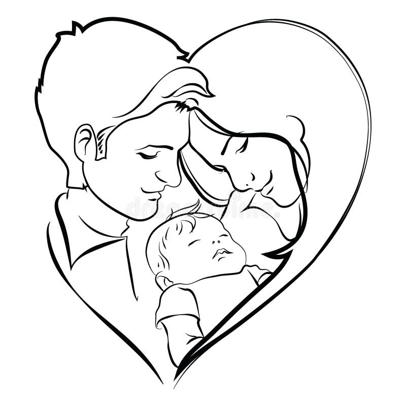 Mother and Baby in Heart Silhouette Minimalism Style Stock Vector   Illustration of happy family 225739228