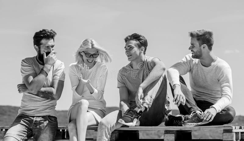Family Bonds. Diverse Young People Talking Together. Group of Four
