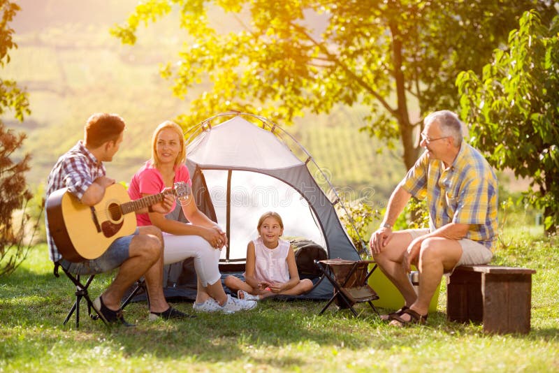 Family camping in the countryside royalty free stock photography Family camping in the countryside royalty free stock photography