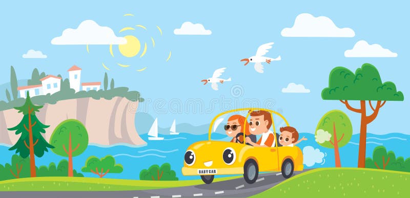 vinder spade Leopard Family, in a Car, Goes on Holiday Weekend. City Escape Stock Vector -  Illustration of ocean, summer: 188373678