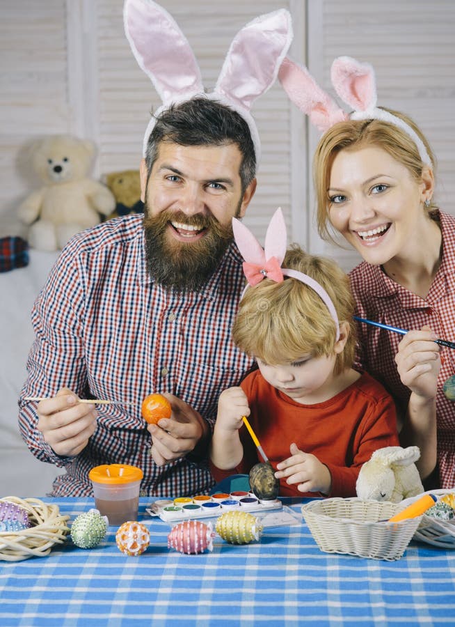 Family celebrating Easter stock image. Image of cute 156737311