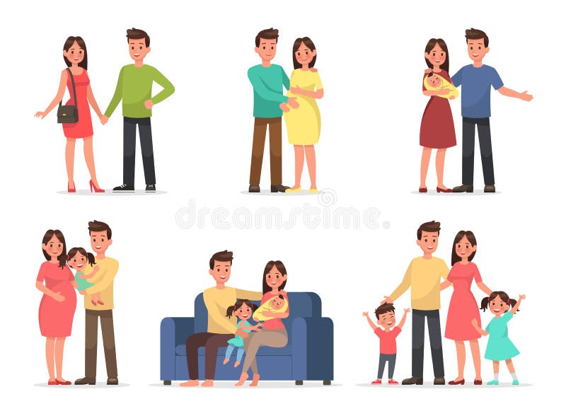 Family character vector design set eps 10