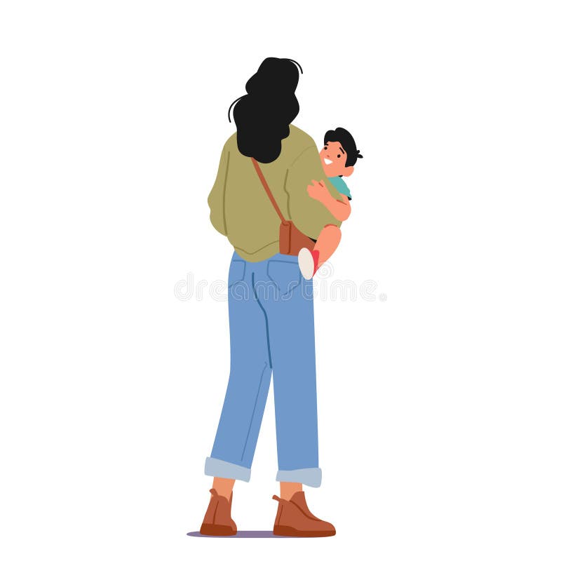 Family Characters Mom and Son Spend Time Together, Having Fun, Communicate,  Playing. Young Mother Holding Child on Hands Stock Vector - Illustration of  rear, childhood: 236261491