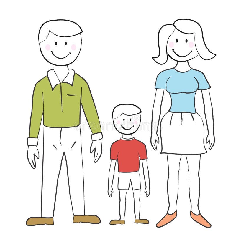 Family - Child's drawing stock illustration