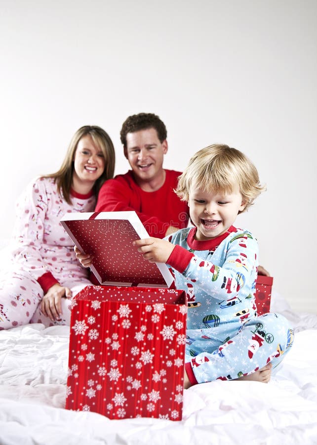Family on Christmas morning royalty free stock photography