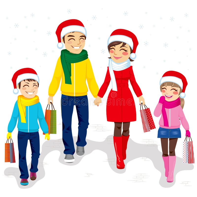 Family Christmas Shopping royalty free illustration Family Christmas Shopping royalty free illustration