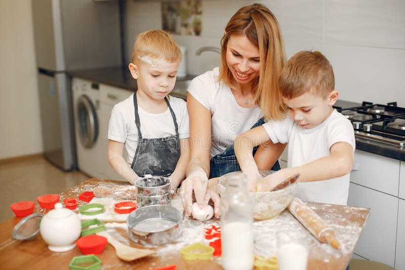 Family cook the dough for cookies stock image Family cook the dough for cookies stock image