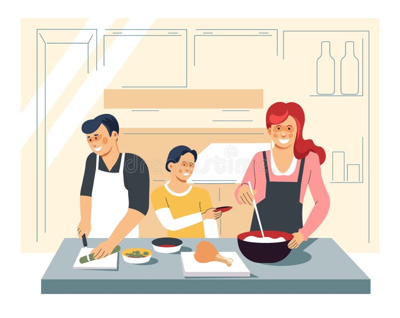 father son kitchen band clipart