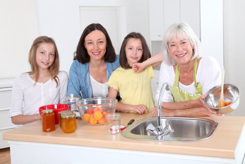 Family cooking together