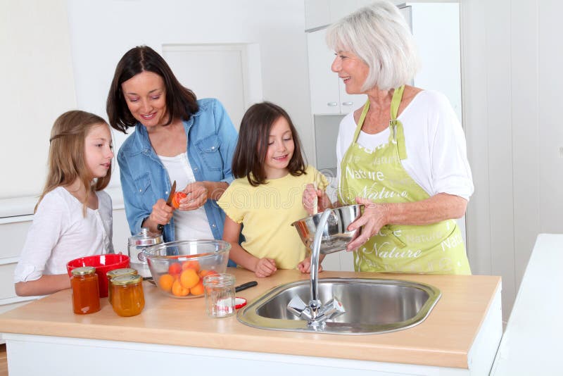 Family cooking together