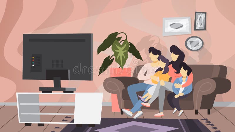 Family couple sitting at home on couch stock illustration Family couple sitting at home on couch stock illustration