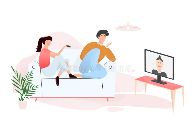 Family couple sitting at home on couch stock illustration Family couple sitting at home on couch stock illustration