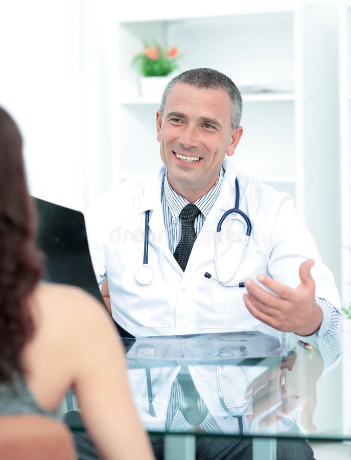 The Family Doctor Is Going To Resign Family Doctor Counsels the Patient and Discusses with Her the Re Stock