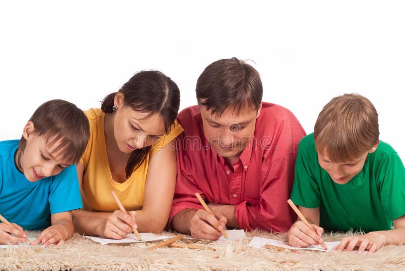 Family draws on carpet