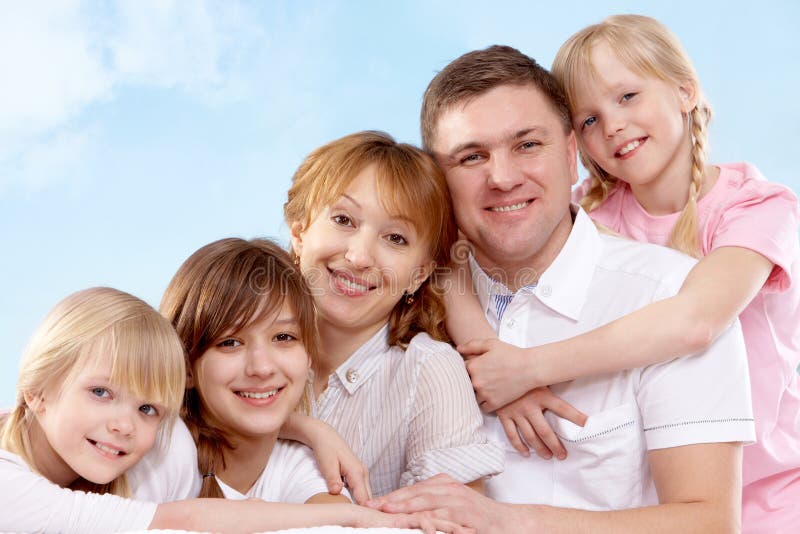 Family of five stock photo. Image of caucasian, face - 20418668