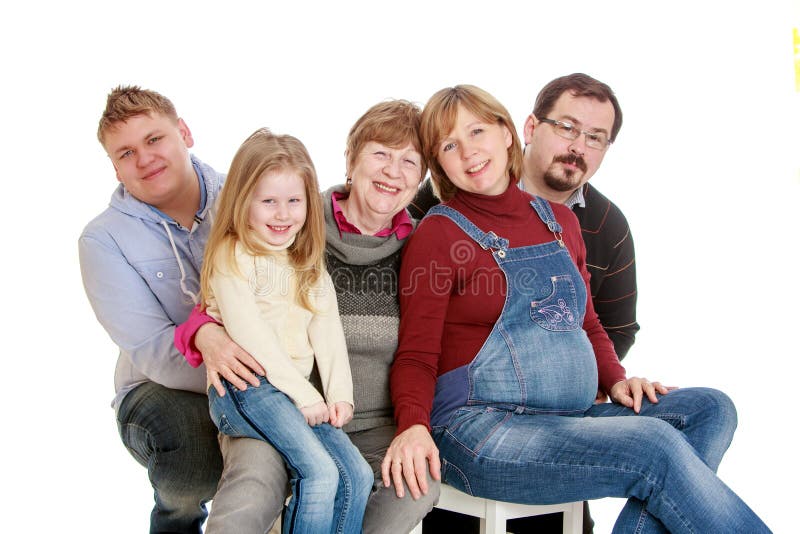 Family of five stock photo. Image of mature, grandparent - 59453142