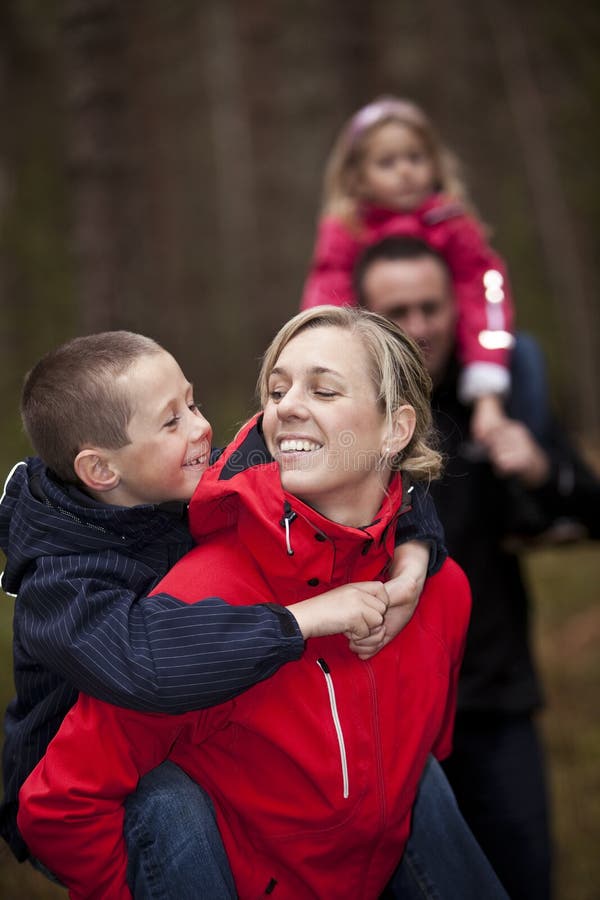 Family in the forest