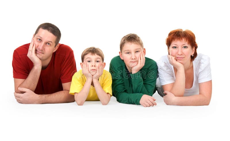 Family of four on the floor