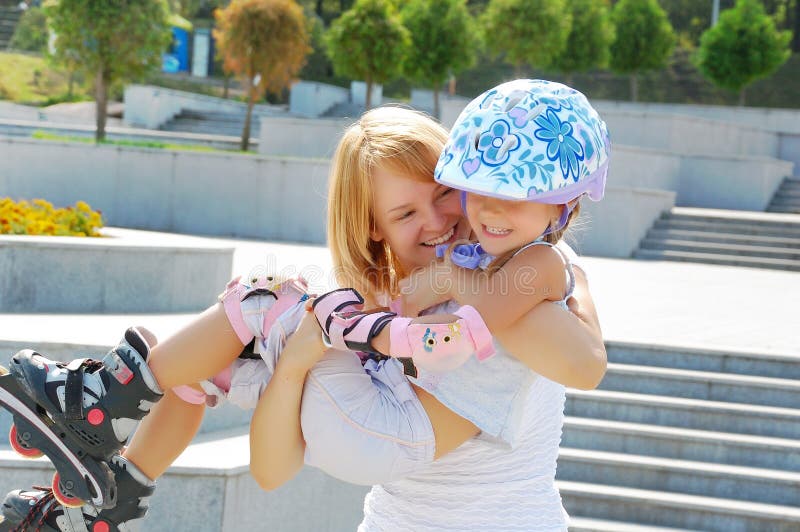 Family fun rollerblading royalty free stock image Family fun rollerblading royalty free stock image