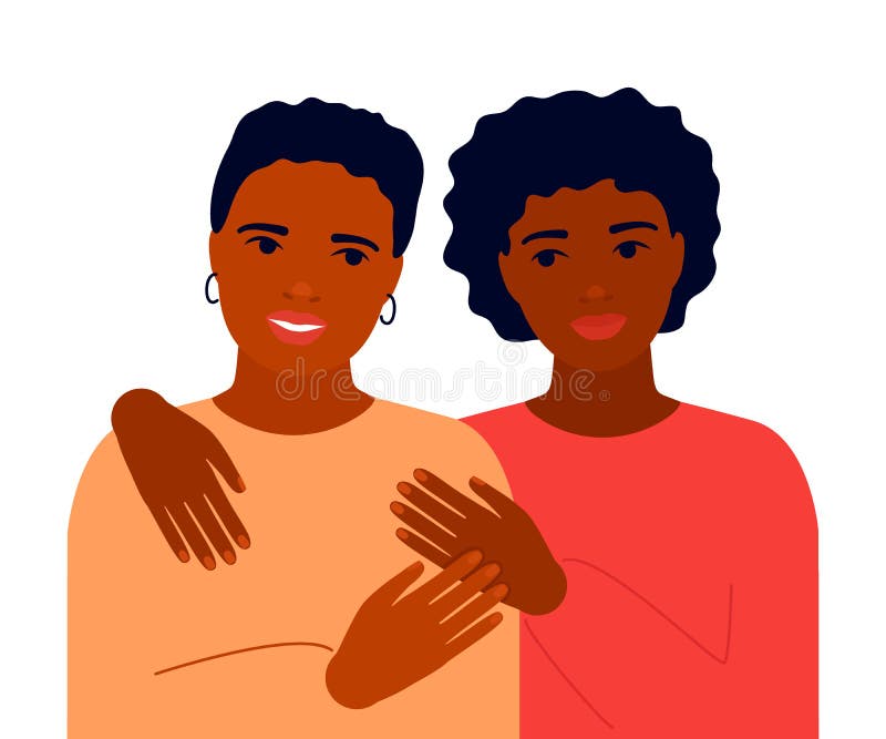 Family happy black mother and adult teenage black daughter are hugging. Mothers day concept. Adult sisters. Family