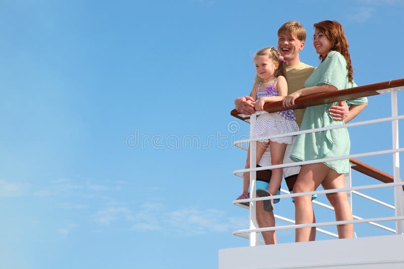 Family has leisure in cruise on motor ship