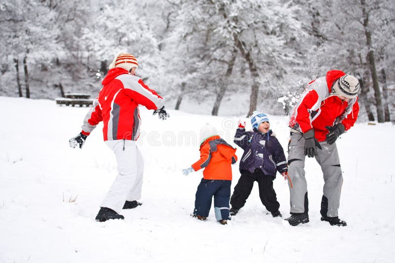 Family having fun in snow