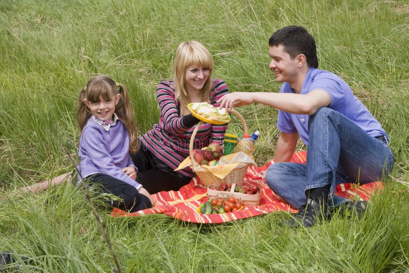 Family having picnic in park