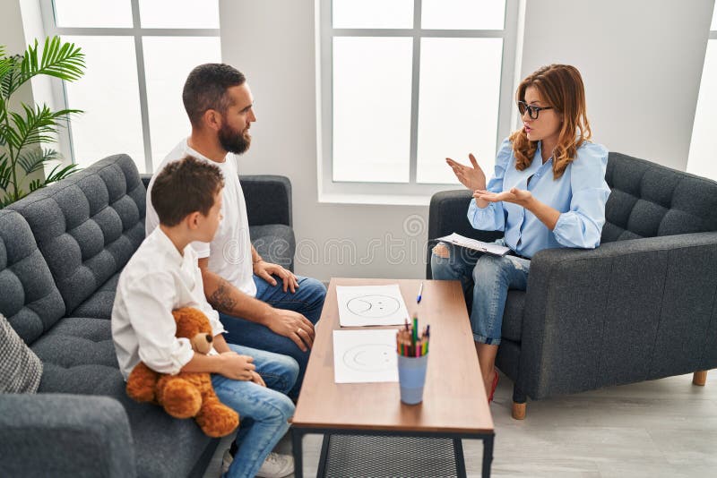 Family Having Psychology Session at Psychology Center Stock Image