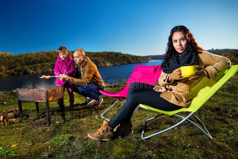 Family having rest outdoor