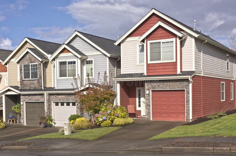 Family Homes in a Row Oregon. Stock Image Image of construction, pavement 78963893