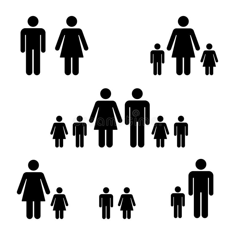 Family icon set. Posture stick figure. vector illustration