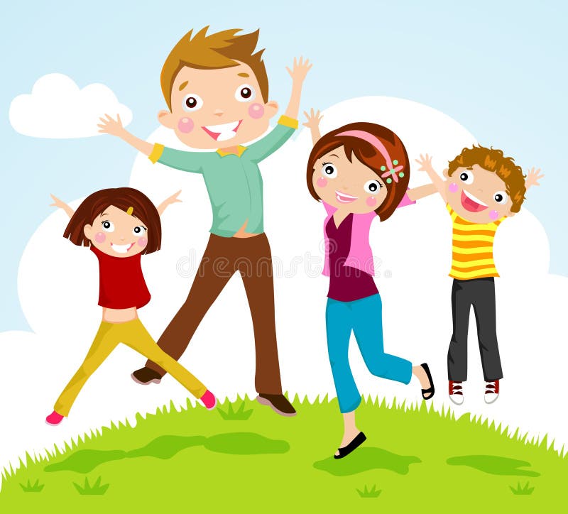 Family jumping royalty free illustration