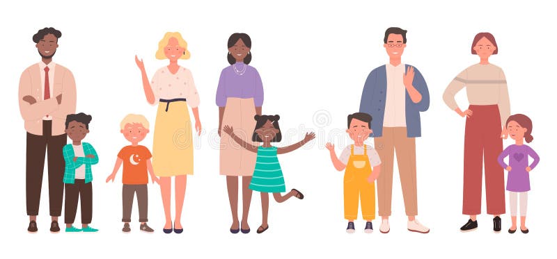 Family with Kids Set, Cartoon Happy Parent People Standing with Children Together Stock Vector - Illustration of father, person: 205654382 Family with Kids Set, Cartoon Happy Parent People Standing with Children Together Stock Vector - Illustration of father, person: 205654382