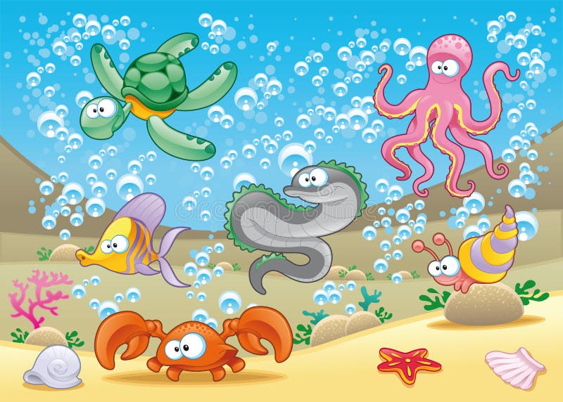 Family of Marine Animals in the Sea Stock Vector - Illustration of octopus, beach: 9758176 Family of Marine Animals in the Sea Stock Vector - Illustration of octopus, beach: 9758176