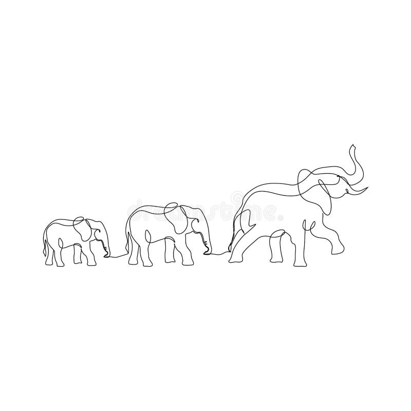 Family Matters - Elephant Line Art One Line Abstract Art Stock Vector ...