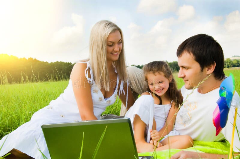 Family on meadow