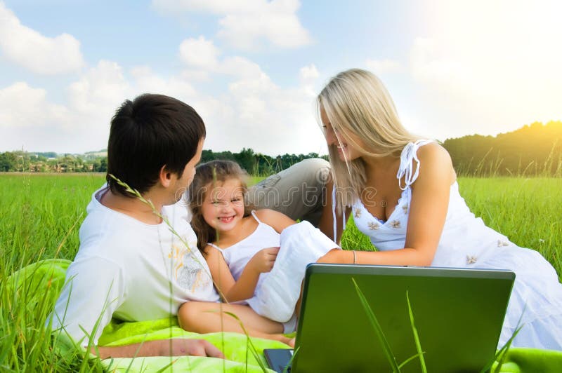 Family on meadow