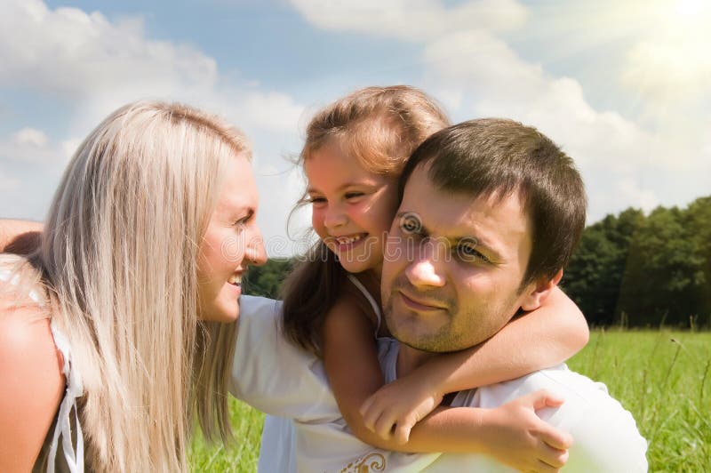 Family on meadow