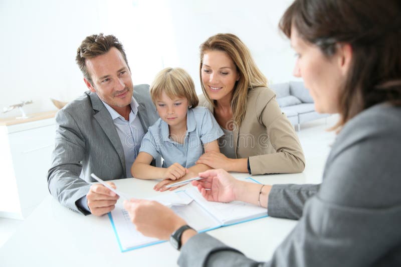 Family meeting rela-estate agent royalty free stock photos Family meeting rela-estate agent royalty free stock photos