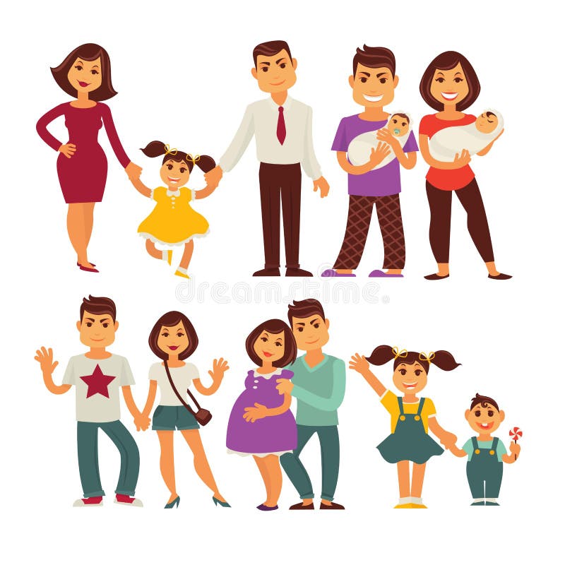 Family mother, father and children vector flat icons set royalty free illustration Family mother, father and children vector flat icons set royalty free illustration
