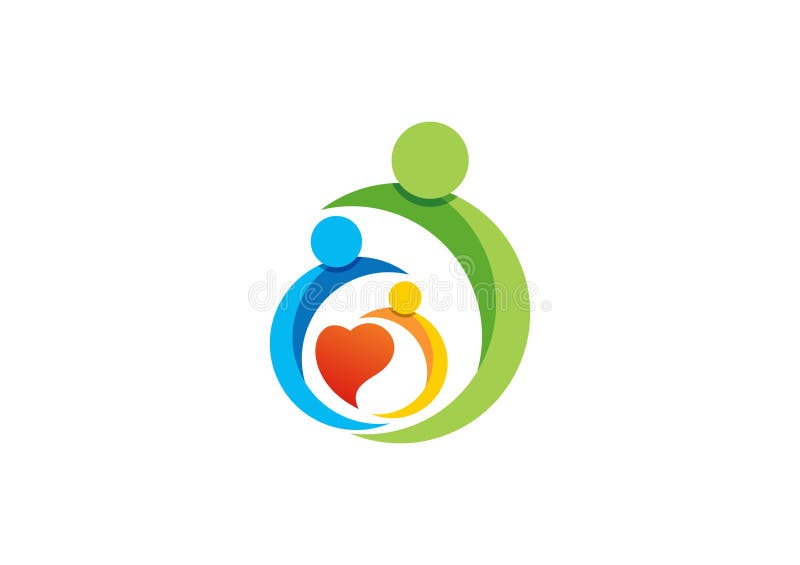 Family,parent,kid,heart,logo,parenting,care,circle,health,education,symbol icon design vector stock illustration