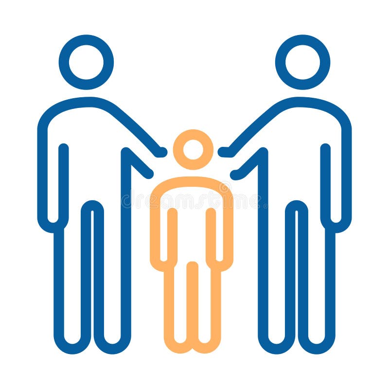 Family with parents and kid icon. Vector thin line illustration. For concepts of family union, adopting a child royalty free illustration Family with parents and kid icon. Vector thin line illustration. For concepts of family union, adopting a child royalty free illustration