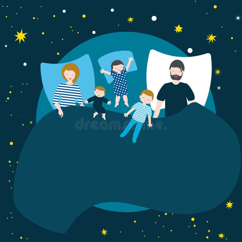 Family of Parents and Three Children Sleeping Together in Bed. Flat Cartoon Llustration Stock Vector - Illustration of flat, couple: 180180110 Family of Parents and Three Children Sleeping Together in Bed. Flat Cartoon Llustration Stock Vector - Illustration of flat, couple: 180180110