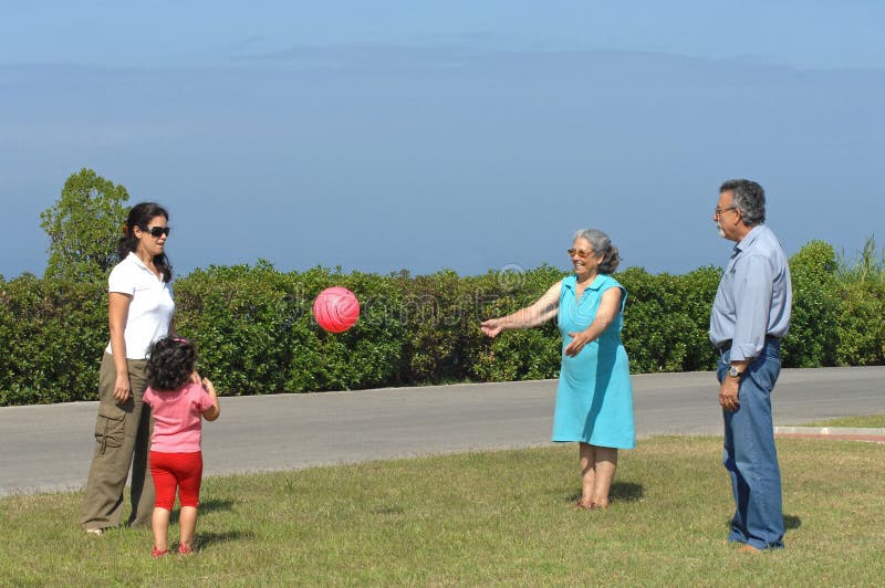 Family playing with a ball