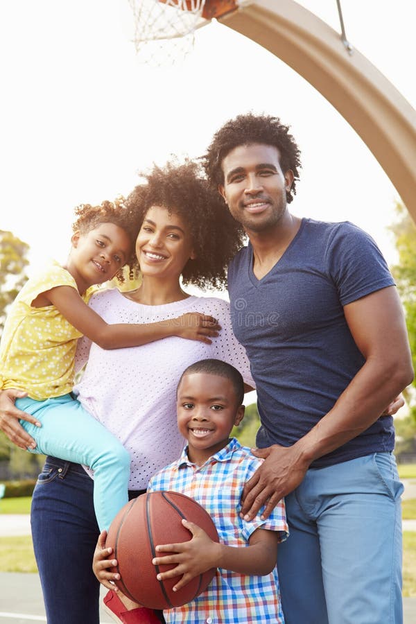 Family Playing Basketball Together Stock Photo Image of black