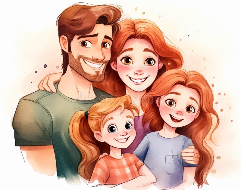 Happy Family Two Daughters Stock Illustrations 211 Happy Family Two