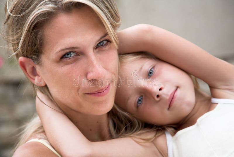 Family Portrait, Mother and Daughter Stock Image - Image of