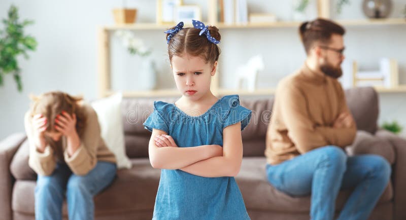 A family quarrel divorce parents and child swear, conflict